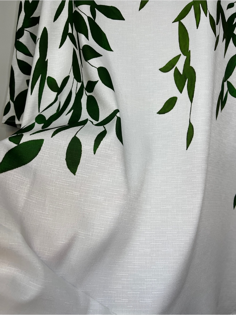 Summer White Tunic Top with Green Leaf Print - Picture 8 of 11